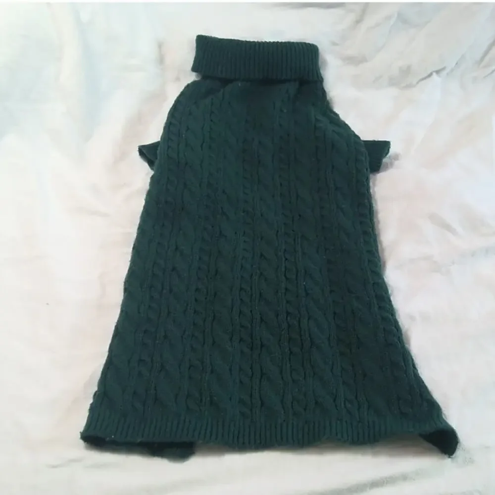 NWT Lorehelina Green Cable Knit Turtleneck Dog Sweater XXL 24